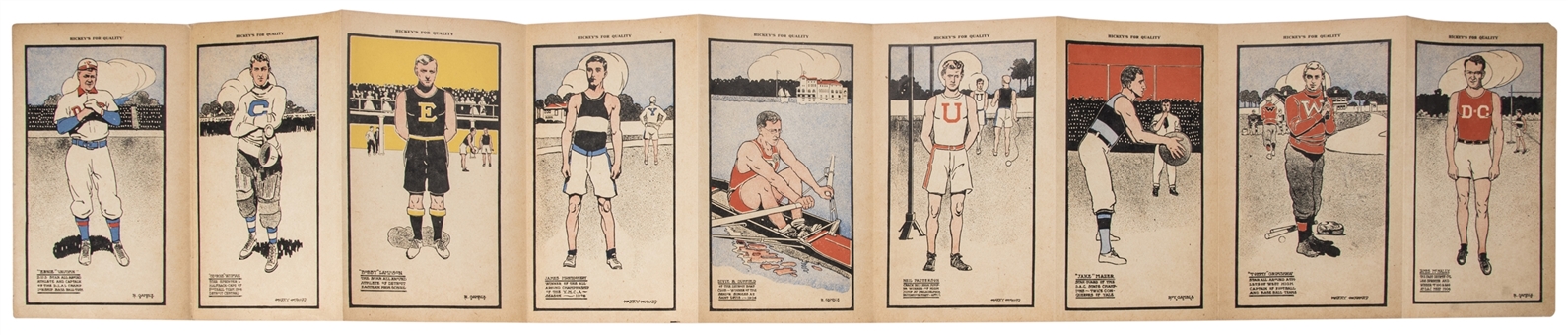 1906 "Hickeys for Quality" Multi-Sports "Accordion"-Style Souvenir Folio (9 Players) 